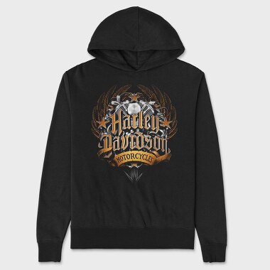 Harley Davidson Wreath Stars Bike, Hanorac Oversize Barbati (Unisex)