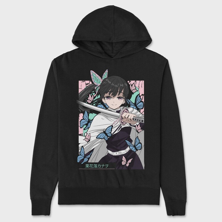 Butterfly Katana Girl, Hanorac Oversize Barbati (Unisex)