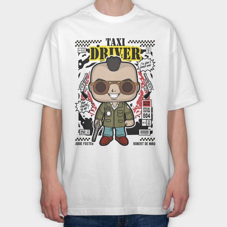 Taxi Driver Pop Art, Tricou Oversize Barbati (Unisex)