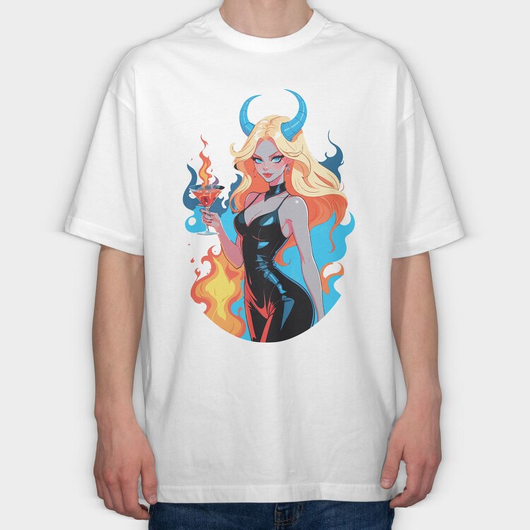 Devilish Pinup Girl, Tricou Oversize Barbati (Unisex)