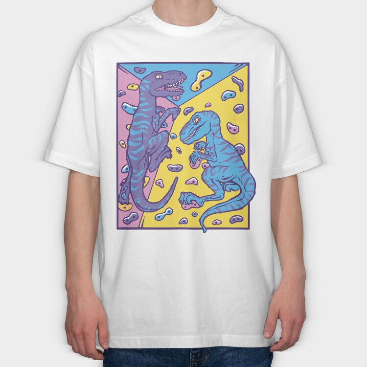 Dinosaurs Indoor Rock Climbing Velociraptor, Tricou Oversize Barbati (Unisex)