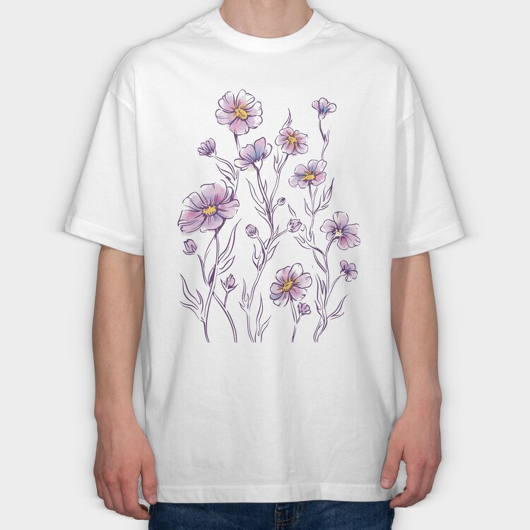 Flowers Watercolor Tote, Tricou Oversize Barbati (Unisex)