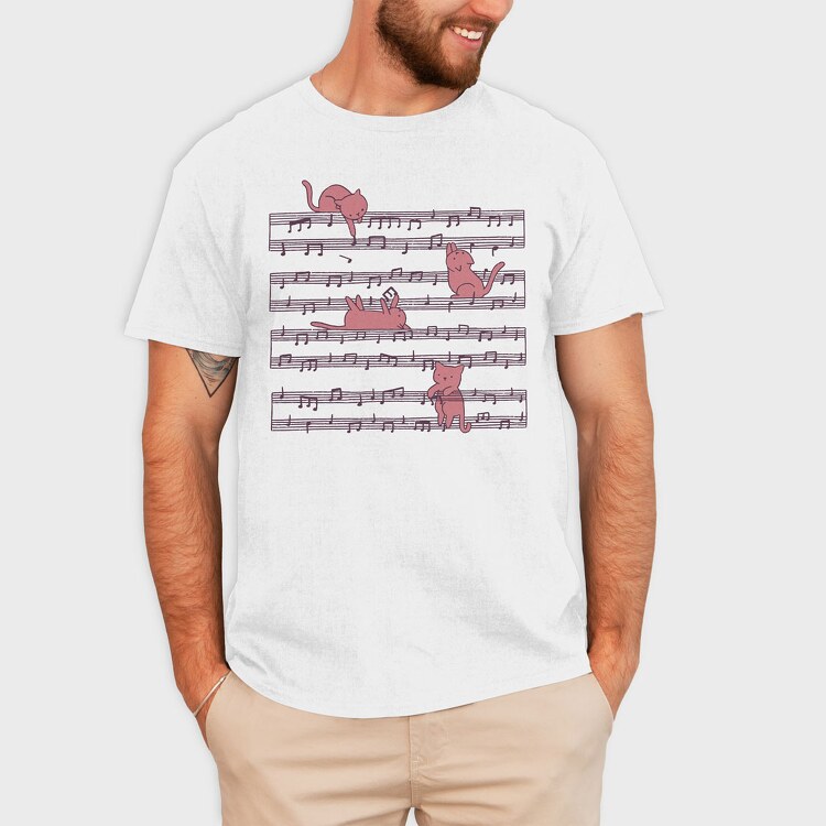 Music Sheet Cats, Tricou Barbati (Unisex)