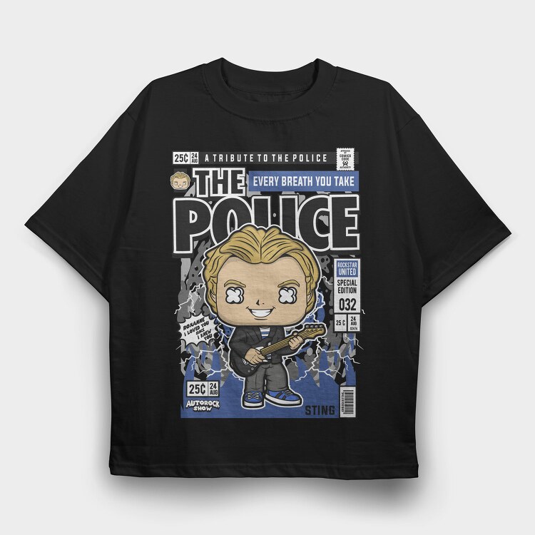 Sting Rockstar Pop Art, Tricou Oversize Barbati (Unisex)