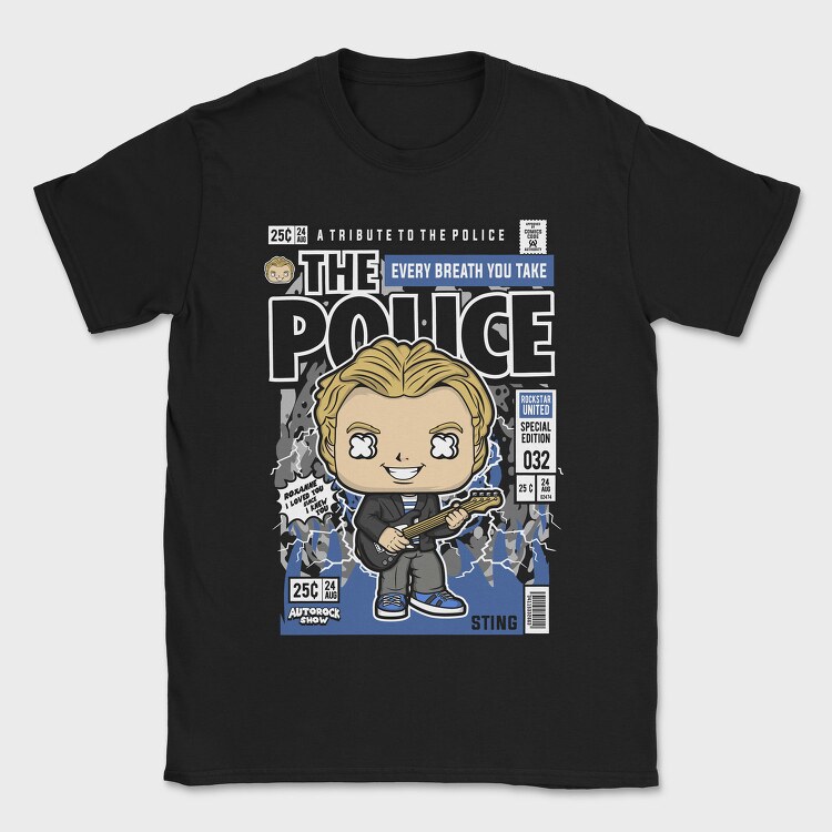 Sting Rockstar Pop Art, Tricou Barbati (Unisex)