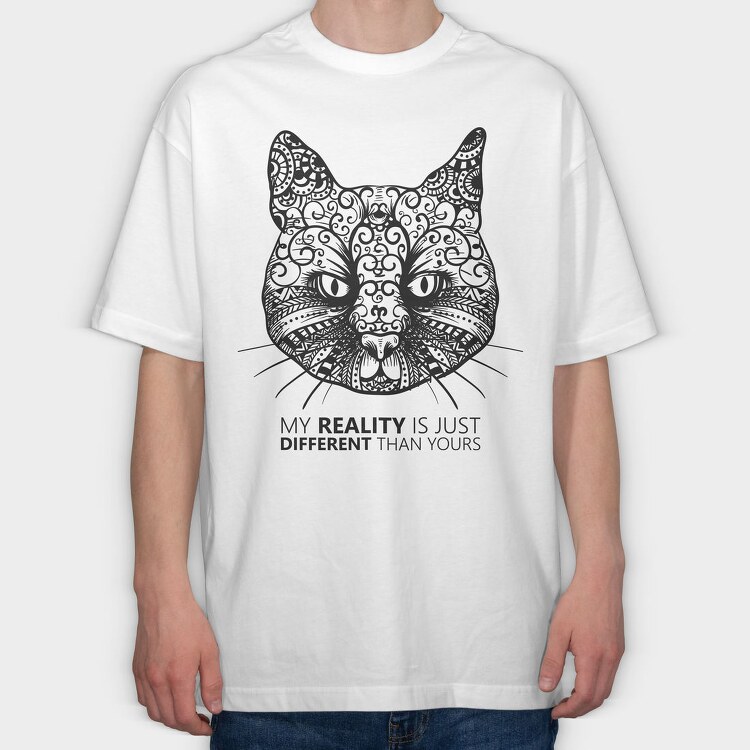 Different Reality Cat, Tricou Oversize Barbati (Unisex)