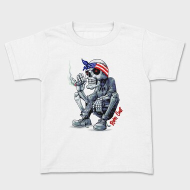 Skeleton Smoker Flag Eyes Rider Cast, Tricou Copii