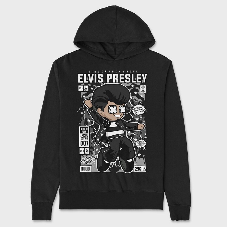 Rockstar Elvis Comic, Hanorac Oversize Barbati (Unisex)