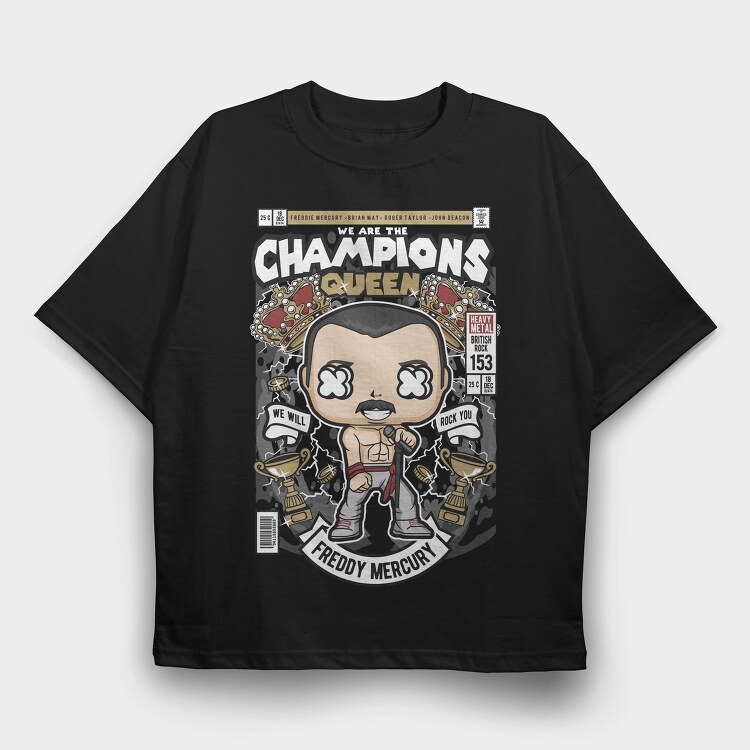 Queen Rock Pop, Tricou Oversize Barbati (Unisex)