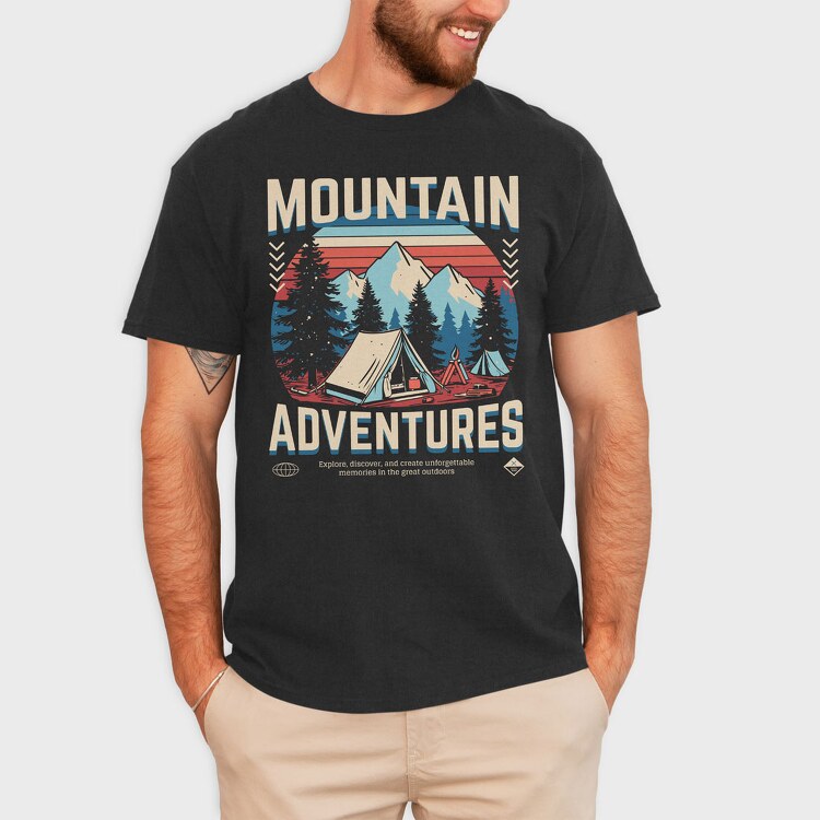 Mountain Adventures Retro Camping, Tricou Barbati (Unisex)
