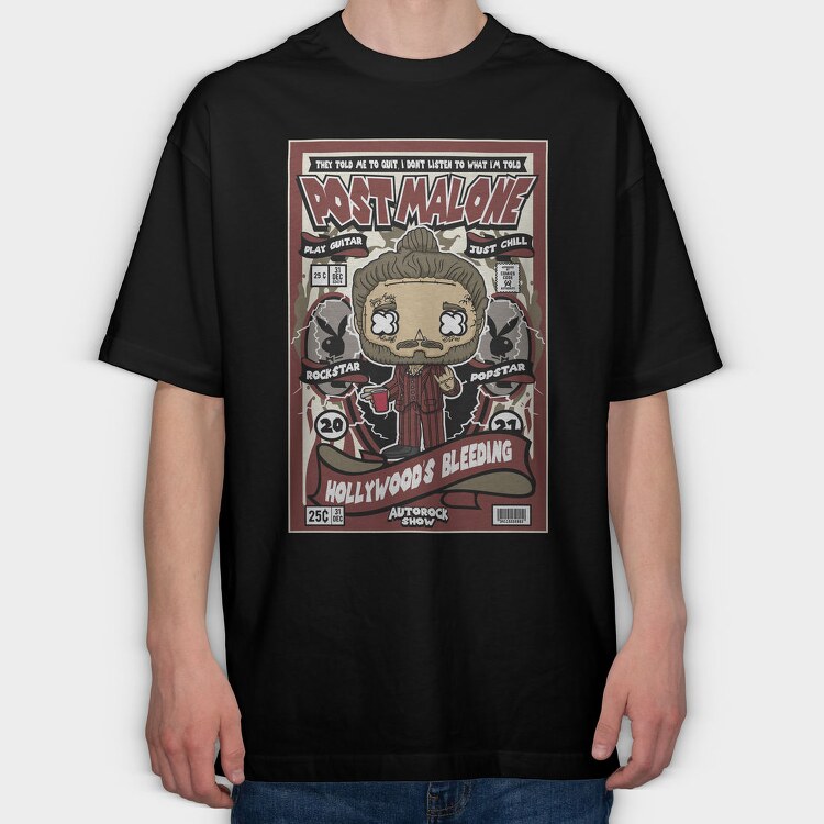 Post Malone Rockstar, Tricou Oversize Barbati (Unisex)