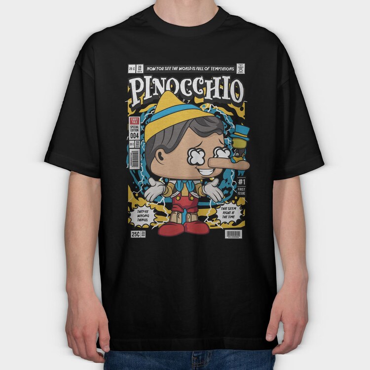 Pinocchio Pop Art, Tricou Oversize Barbati (Unisex)