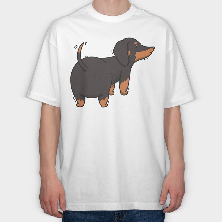 Dachshund Dog, Tricou Oversize Barbati (Unisex)