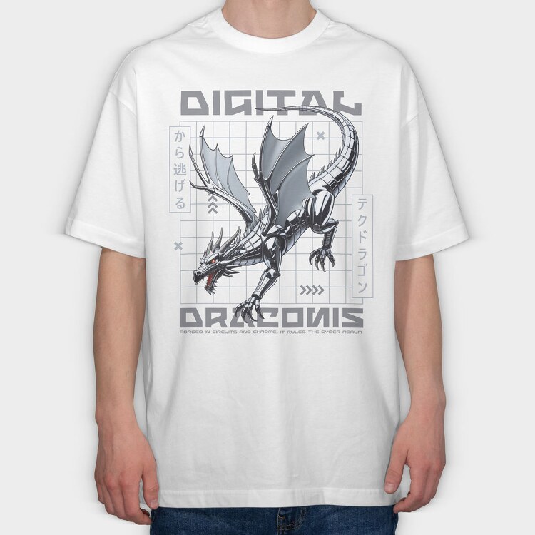 Digital Dragon Trend, Tricou Oversize Barbati (Unisex)