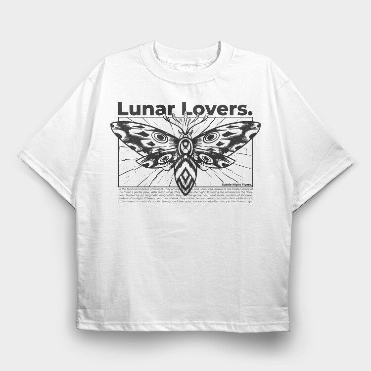 Flying Moth Lunar Lovers Tote, Tricou Oversize Barbati (Unisex)