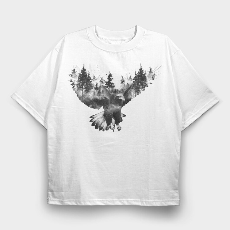 Forest And Flying Eagle, Tricou Oversize Barbati (Unisex)