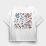 Forest Elements Mushroom Bird Frog, Tricou Oversize Barbati (Unisex)