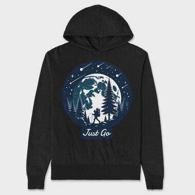 Forest Night Hike Hiking Moon, Hanorac Oversize Barbati (Unisex)