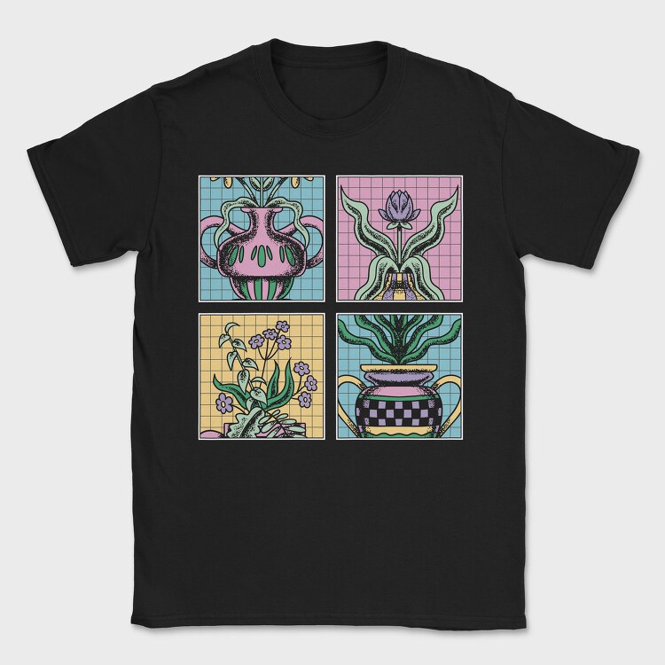 Four Flower Vase Tote, Tricou Barbati (Unisex)