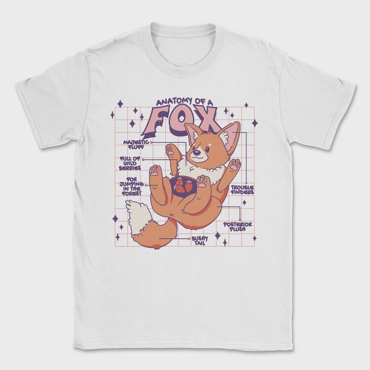 Fox Anatomy Pillow, Tricou Barbati (Unisex)