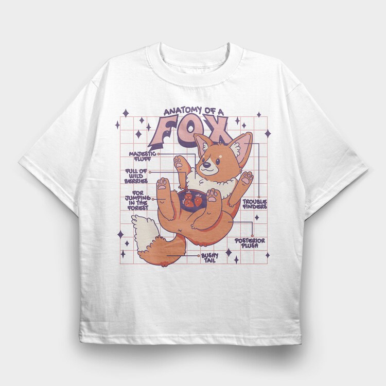 Fox Anatomy Pillow, Tricou Oversize Barbati (Unisex)