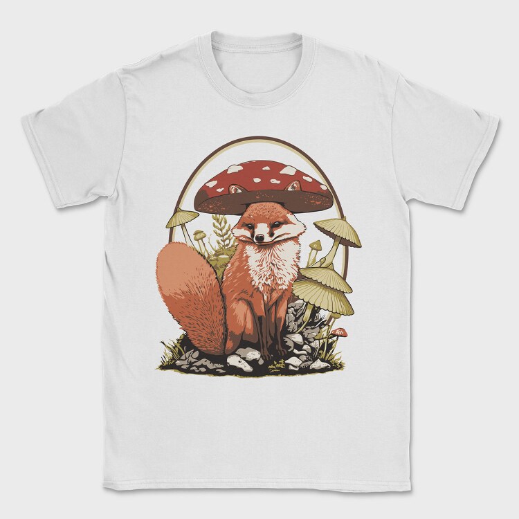 Fox And Mushrooms Cottagecore, Tricou Barbati (Unisex)