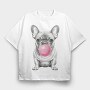 French Bulldog Bubblegum, Tricou Oversize Barbati (Unisex)