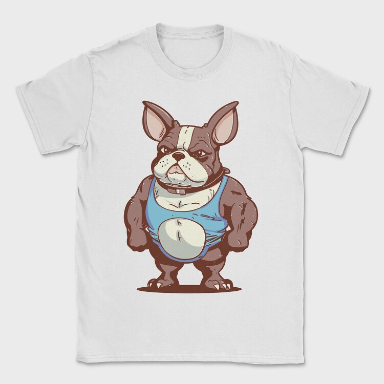 French Bulldog Cartoon Bodybuilder, Tricou Barbati (Unisex)