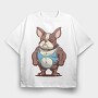 French Bulldog Cartoon Bodybuilder, Tricou Oversize Barbati (Unisex)