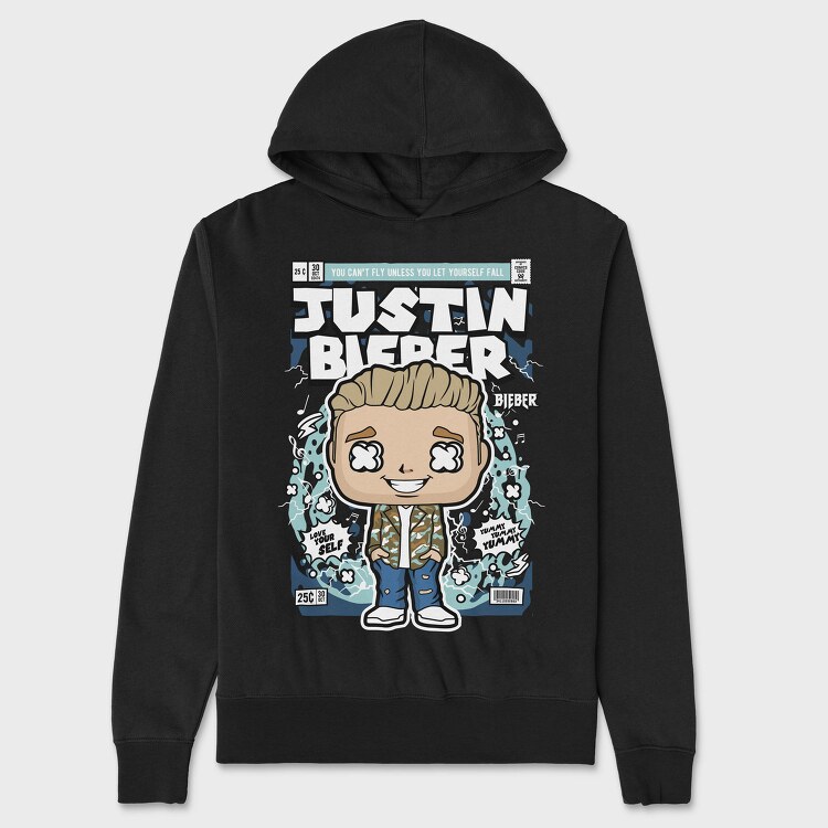 Justin Bieber Comic Pop Art, Hanorac Oversize Barbati (Unisex)