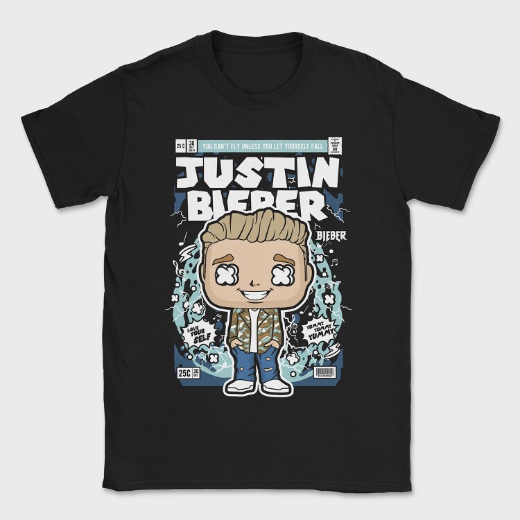 Justin Bieber Comic Pop Art, Tricou Barbati (Unisex)