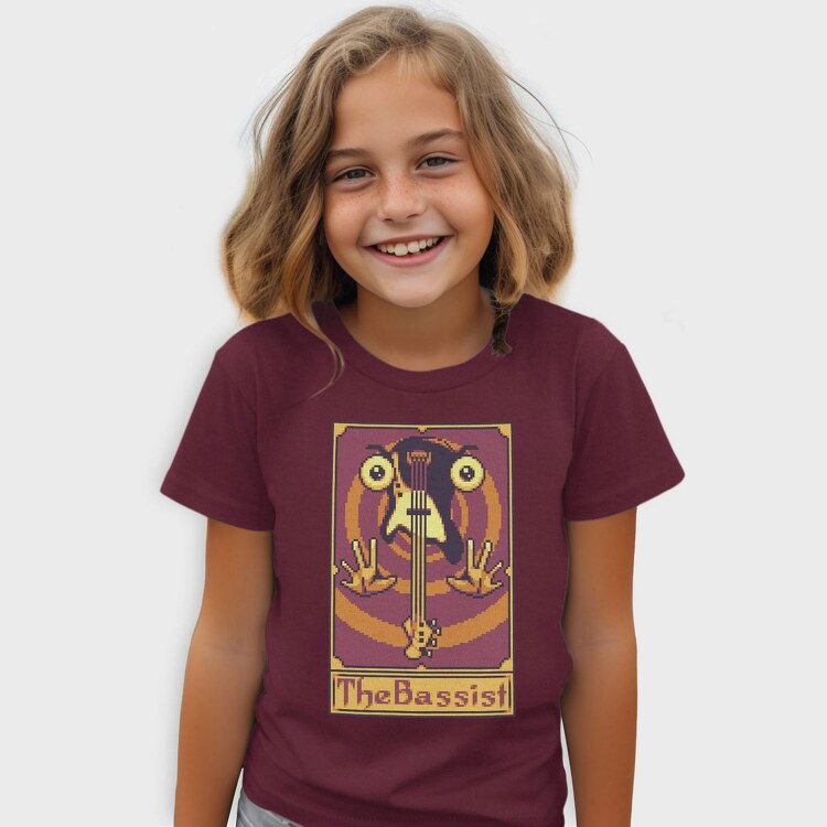 Pixelart Tarot Card the Bassist, Tricou Copii