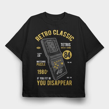 Tetris Brick Game, Tricou Oversize Barbati (Unisex)