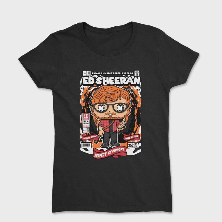 Ed Sheeran Comic Pop Art, Tricou Femei