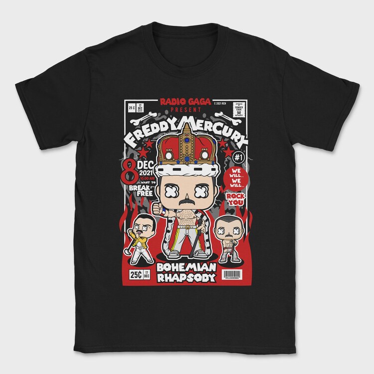 Funko Freddy Mercury Rock King, Tricou Barbati (Unisex)