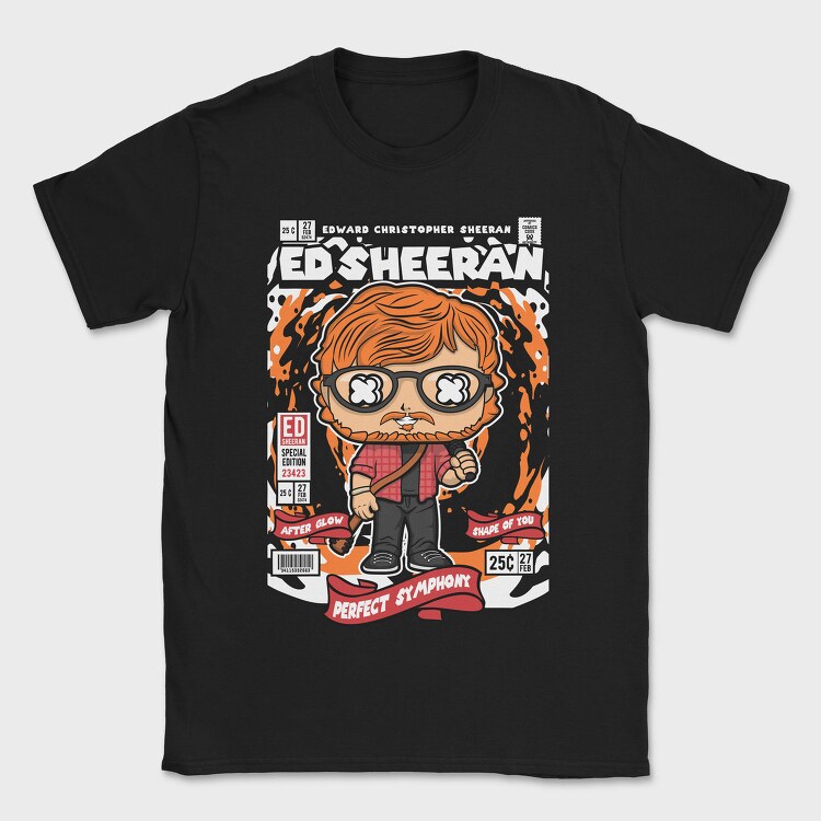 Ed Sheeran Comic Pop Art, Tricou Barbati (Unisex)