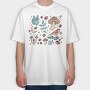 Forest Elements Mushroom Bird Frog, Tricou Oversize Barbati (Unisex)