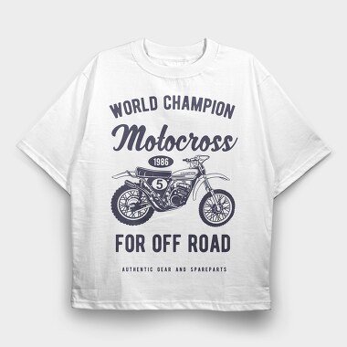 Vintage Motocross, Tricou Oversize Barbati (Unisex)
