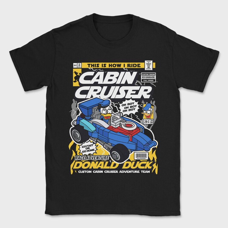 Donald Duck Racer, Tricou Barbati (Unisex)