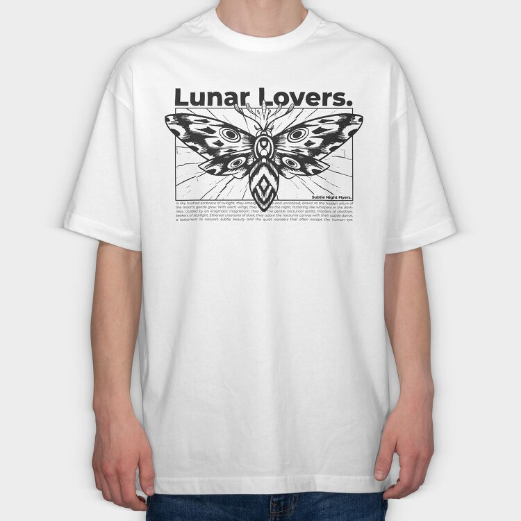 Flying Moth Lunar Lovers Tote, Tricou Oversize Barbati (Unisex)
