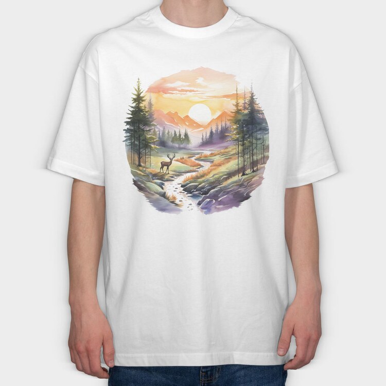 Forest Landscape Trees, Tricou Oversize Barbati (Unisex)
