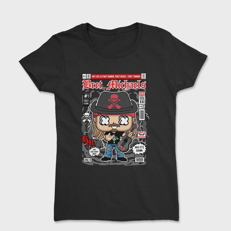 Brets Rockin Skull Guitar, Tricou Femei