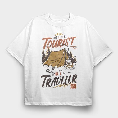 Tourist Traveler, Tricou Oversize Barbati (Unisex)