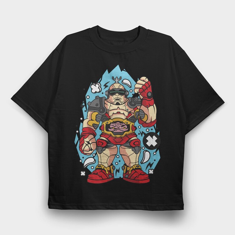 Cyberpunk Warrior 2, Tricou Oversize Barbati (Unisex)