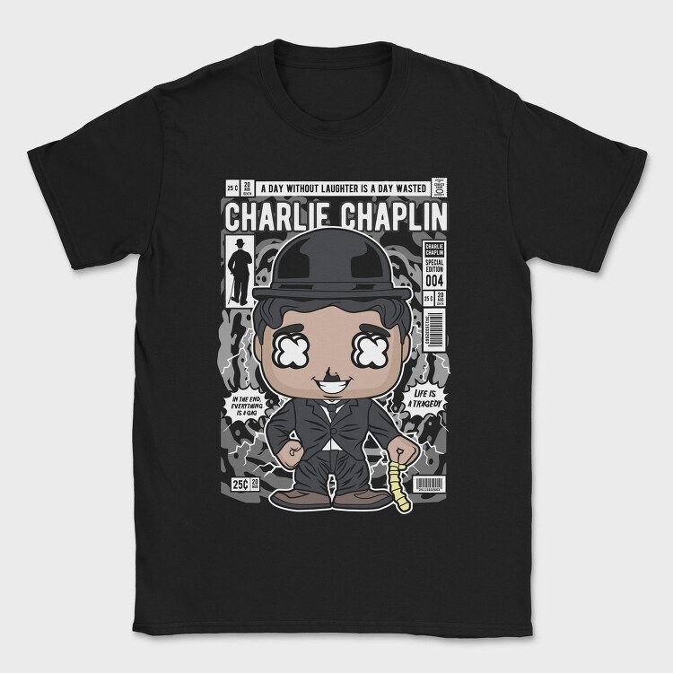 Charlie Chaplin Comic, Tricou Barbati (Unisex)