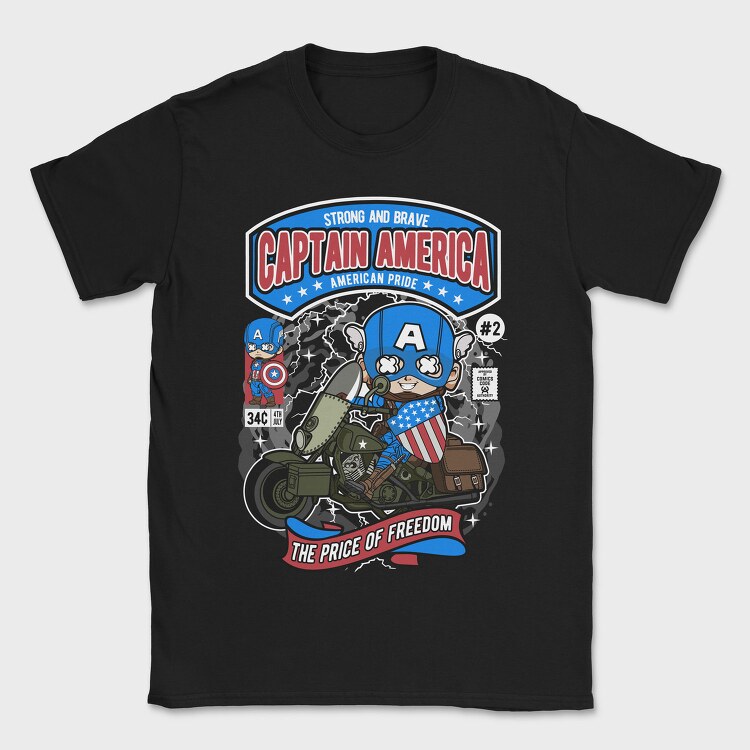 Captain America Motorbike, Tricou Barbati (Unisex)