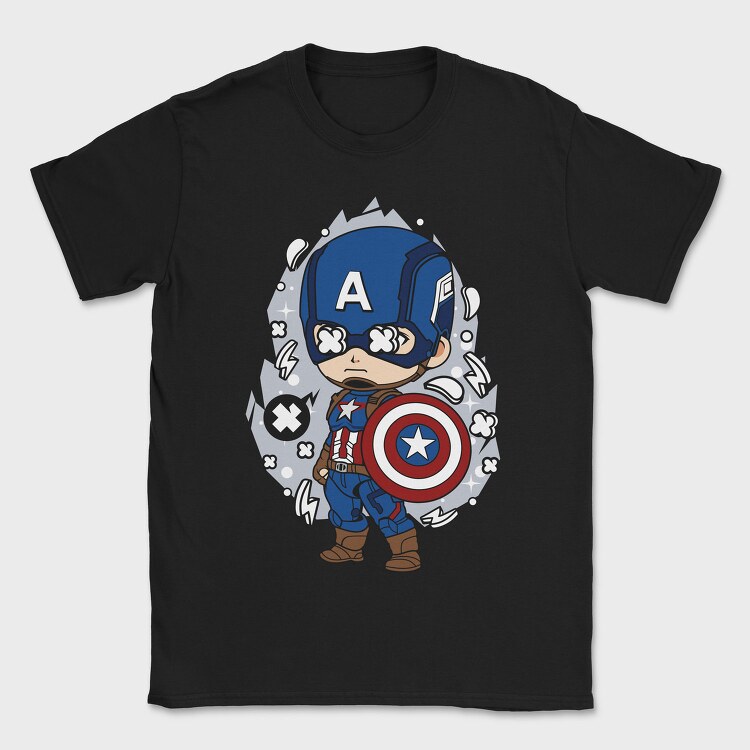 Captain America Chibi, Tricou Barbati (Unisex)
