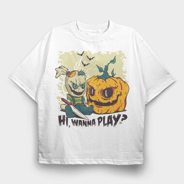 Wanna Play Halloween, Tricou Oversize Barbati (Unisex)