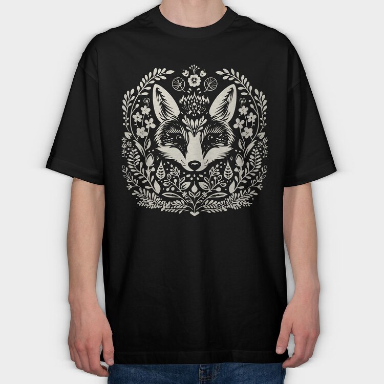 Folksy Fox Lonocut, Tricou Oversize Barbati (Unisex)