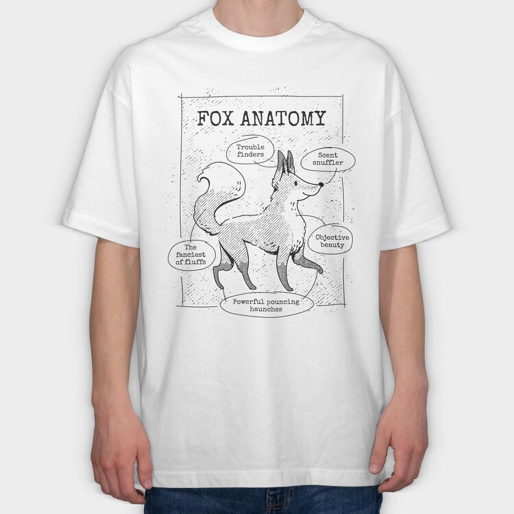 Fox Anatomy Cute Tote, Tricou Oversize Barbati (Unisex)